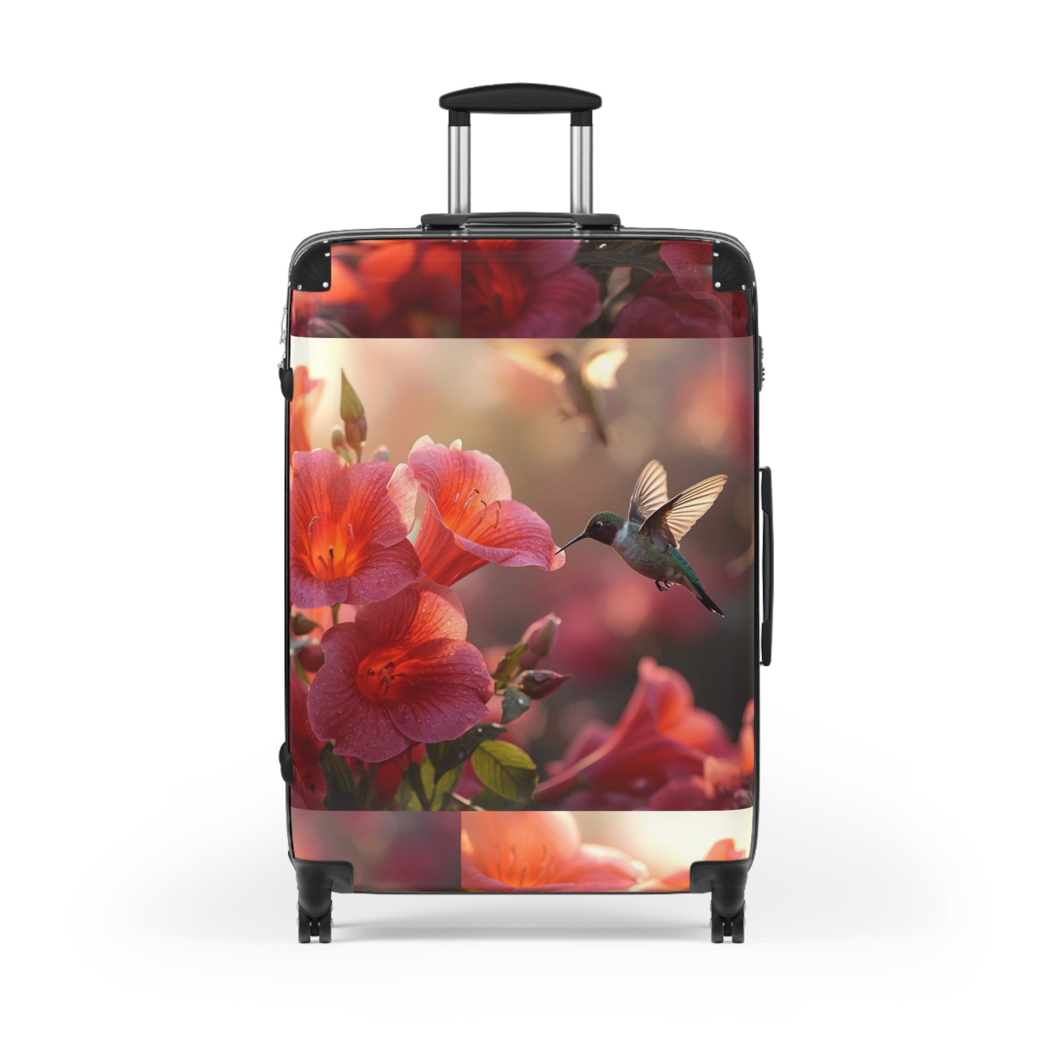Trumpet Flower and Hummingbird Suitcase by Rosetta Creative Designs, Colorful Luggage, Travel Bag, Stylish Carry-On, Vacation Gear, Travel Gift - Rosetta Creative Boutique